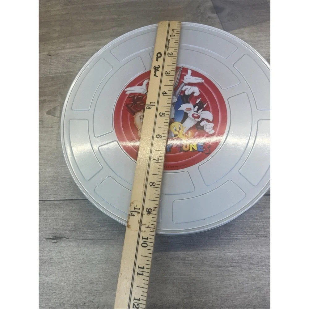 Vtg Looney Tunes Collectible Round Film Tin Canister Bugs Bunny Taz Twitty Bird